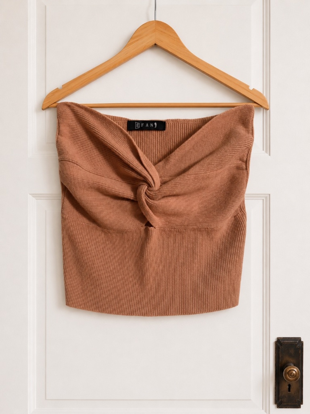 EFAN Rust Brown Twist Front Knit Tube Top Size S